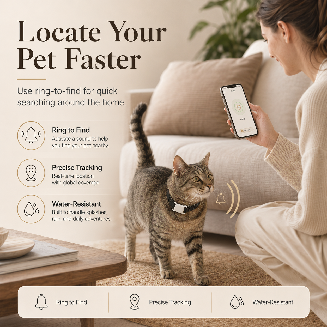 Dog wearing the PetGo GPS tracker tag on its collar