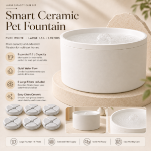 Upgrade Ceramic Fountain · 1.5 L + 6 Filters